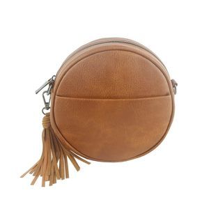 Le Miel Mini Round Tassel Charm Vegan Leather Crossbody Shoulder Sling Bag :[